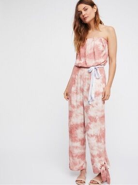 Free People "Just Float" Strapless Tie-Dye Jumpsuit